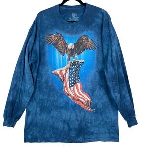 The Mountain Flag Eagle Long Sleeve T-Shirt 2XL USA Blue America